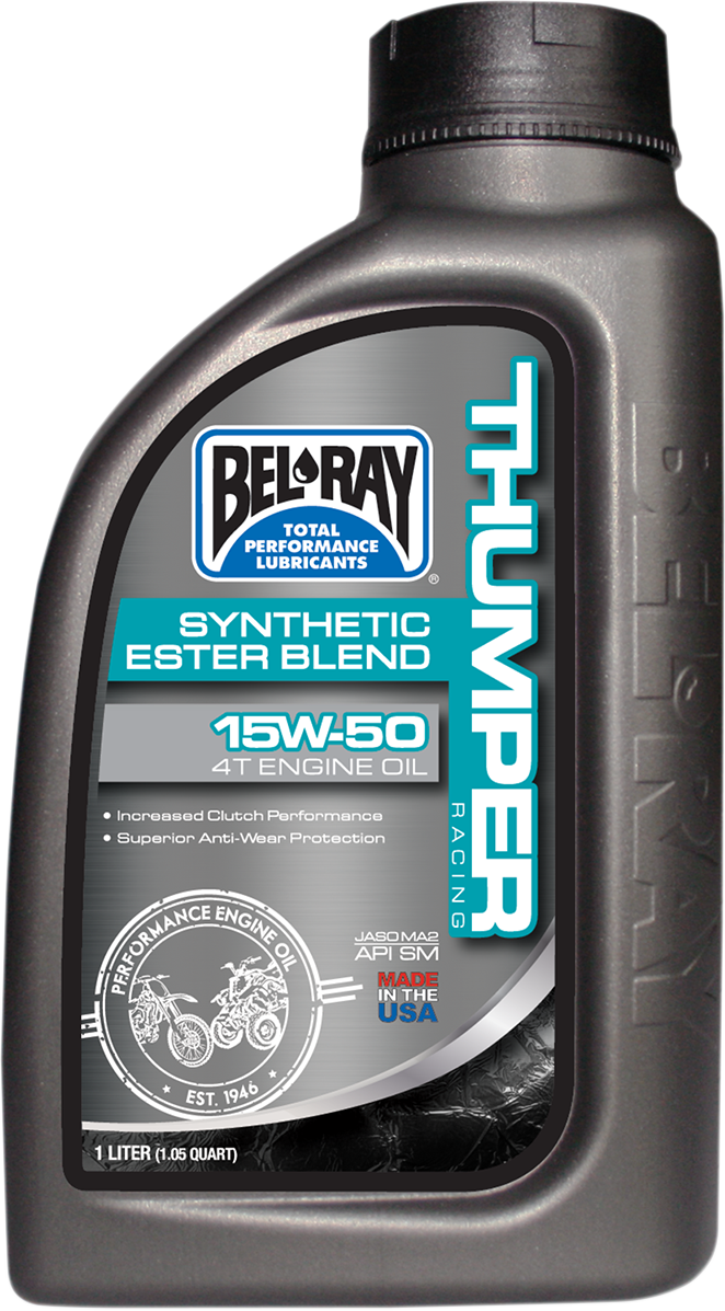 BEL-RAY Thumper Synthetic Blend 4T Oil 15W-50 for Off-Road & Racing Motorcycles and ATVs - 1 Liter (Part No. 99530-B1LW)