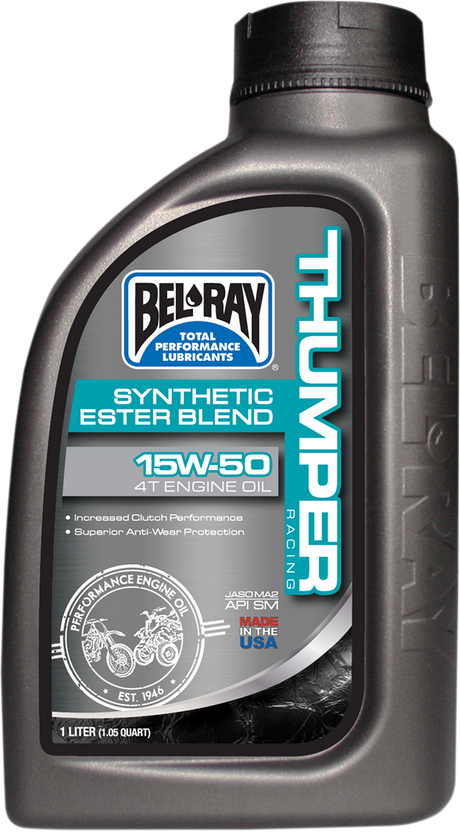 BEL-RAY Thumper Synthetic Blend 4T Oil 15W-50 for Off-Road & Racing Motorcycles and ATVs - 1 Liter (Part No. 99530-B1LW)