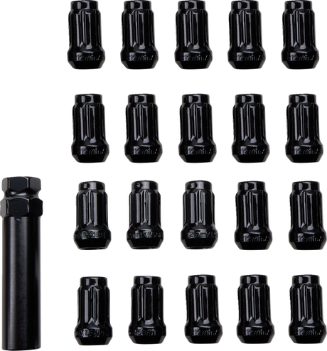 ITP Lug Nuts - 60° Tapered - Black - M12 x 1.50 - Splined with Key - 20 Pack BLUG22BX