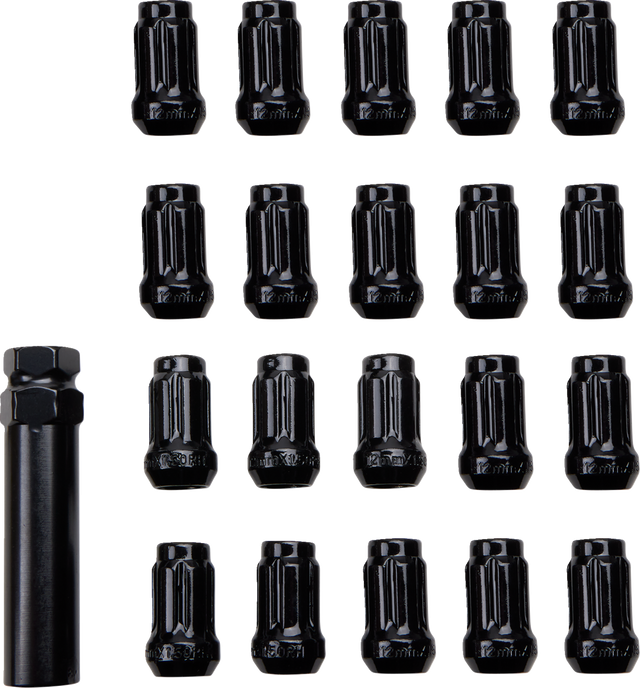 ITP Lug Nuts - 60° Tapered - Black - M12 x 1.50 - Splined with Key - 20 Pack BLUG22BX