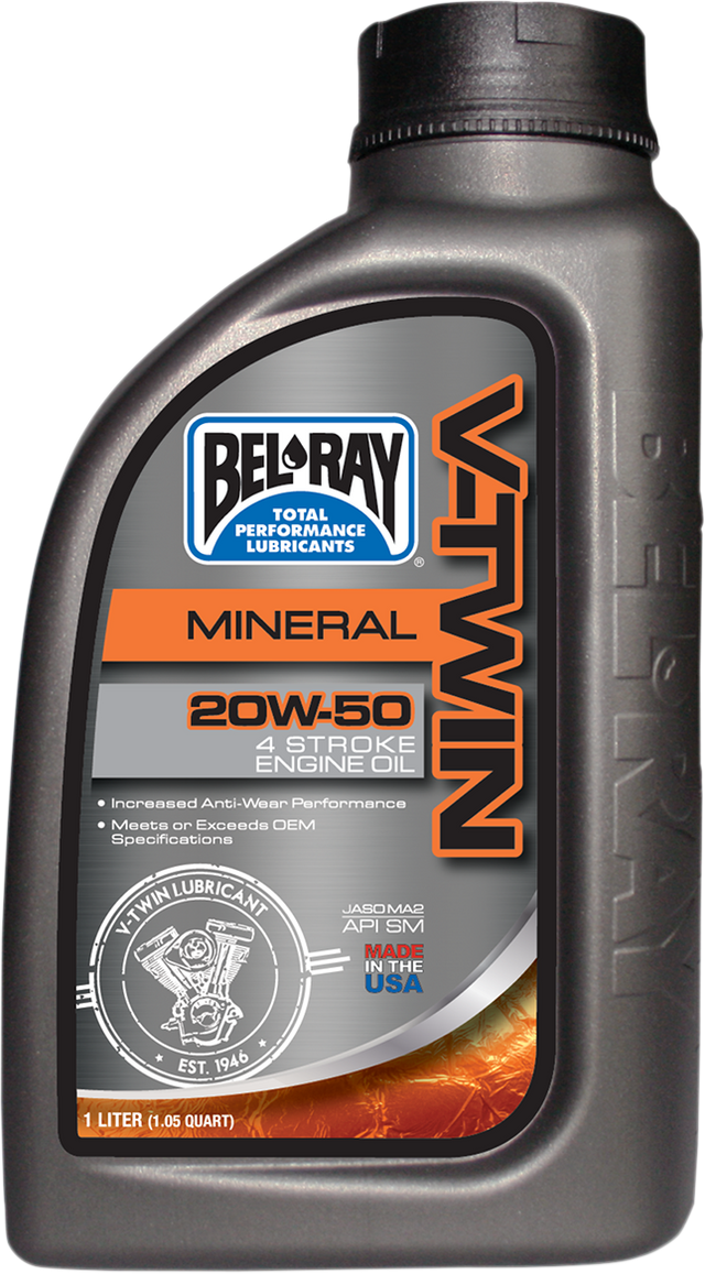 BEL-RAY V Twin Oil 20W50 - 1L for Harley-Davidson EVO, Twin Cam, and M8 Engines