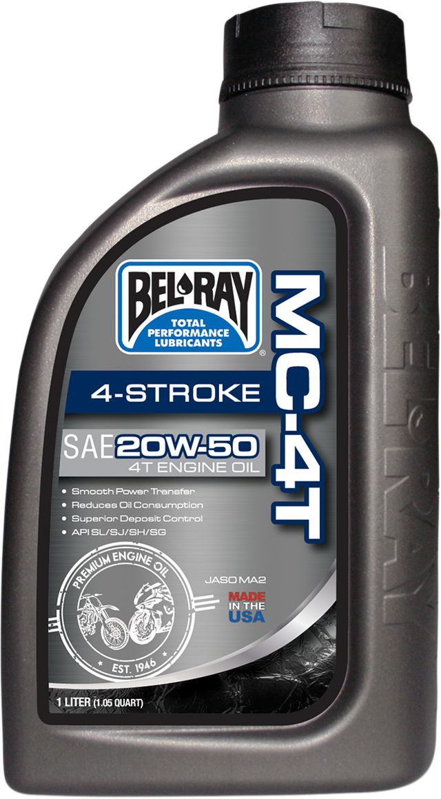 BEL-RAY MC-4T Mineral Oil 20W-50 for 4-Stroke Powersports Engines - Fits on-road, off-road, scooters, and more