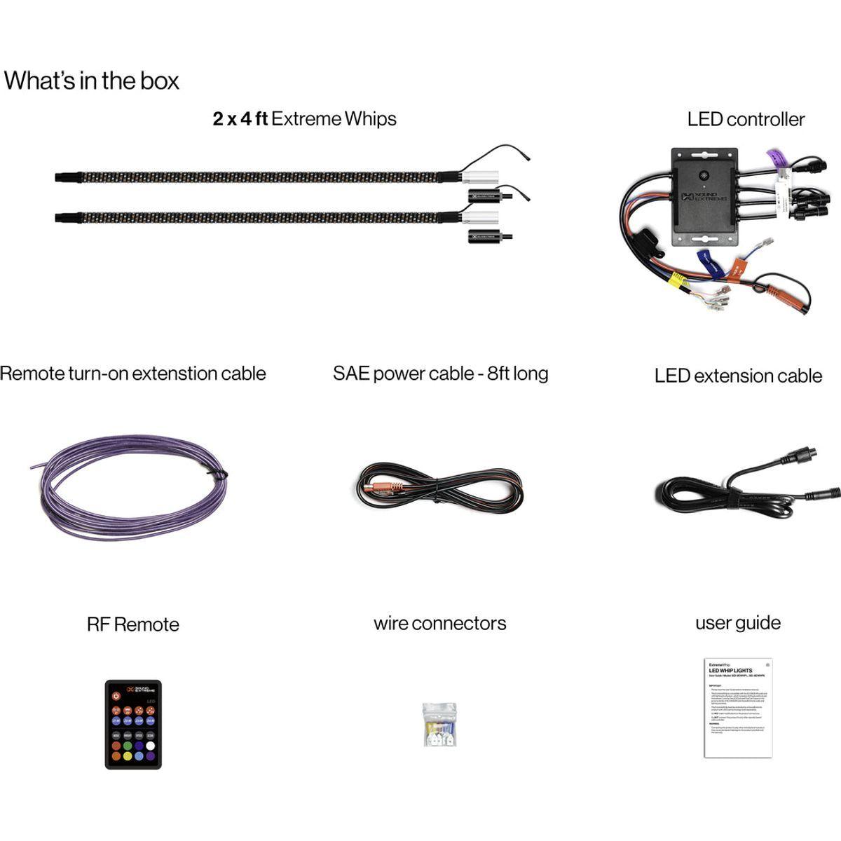 Extreme 4 FT Whips (Pair) + Controller | ECOXGEAR