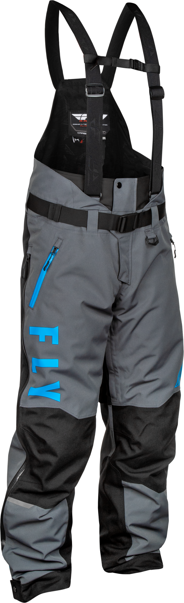 Fly Racing Carbon Bib Grey/Blue Medium - Motorcycle Riding Gear for Off-Road and Motocross