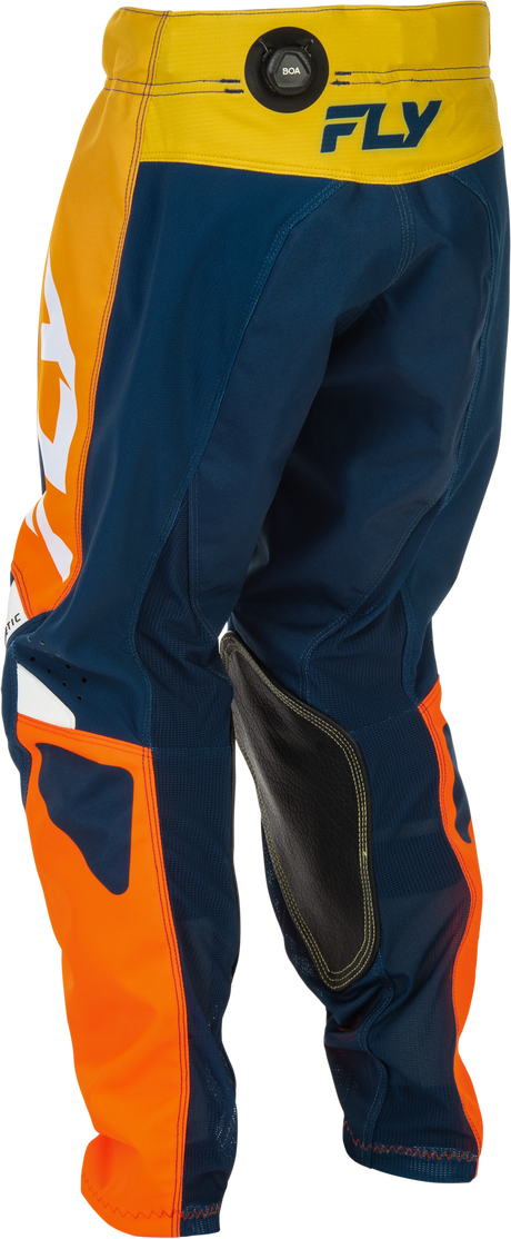 Fly Racing Youth Kinetic Pants Navy/Orange Size 24 – Durable Motorcycle Riding Gear with Mesh Comfort Liner and Adjustable Fit