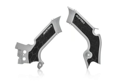 Acerbis 21+ Kawasaki KX250/ 19-23 KX450 Frame Guards - X-Grip Silver/Black for Kawasaki Motorcycles