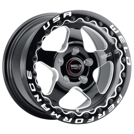 Weld S904 15x10 Ventura Beadlock Wheel with Gloss Black Finish - 5x114.3 Bolt Pattern, ET51 Offset, 78.1mm Center Bore