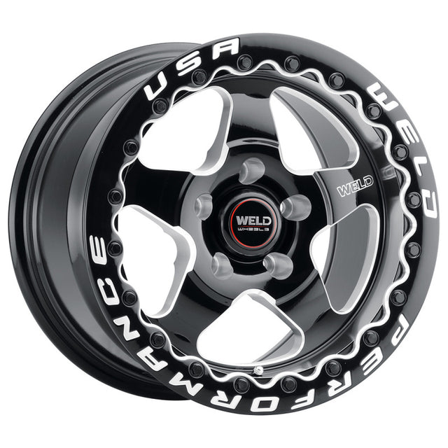 Weld S904 15x10 Ventura Beadlock Wheel with Gloss Black Finish - 5x114.3 Bolt Pattern, ET51 Offset, 78.1mm Center Bore