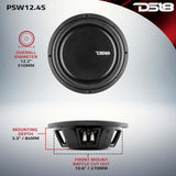 DS18 PSW10.2D 10-inch 500 Watt RMS Dual 2 Ohm Water-Resistant Shallow Mount Subwoofer for Car Audio