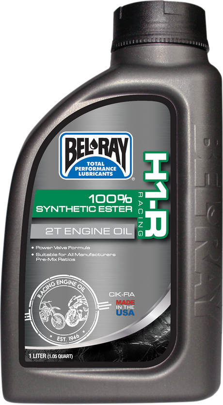 BEL-RAY H1-R Synthetic 2T Oil – 1L for Motorcycle, ATV, Snowmobile, and Power Equipment – Part Number 99280-B1LW