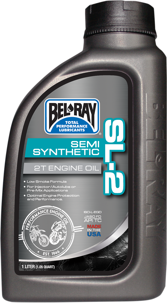 BEL-RAY SL-2 Semi-Synthetic 2T Oil - 1L for Polaris and Other 2-Stroke Engines (Part #99460-B1LW)