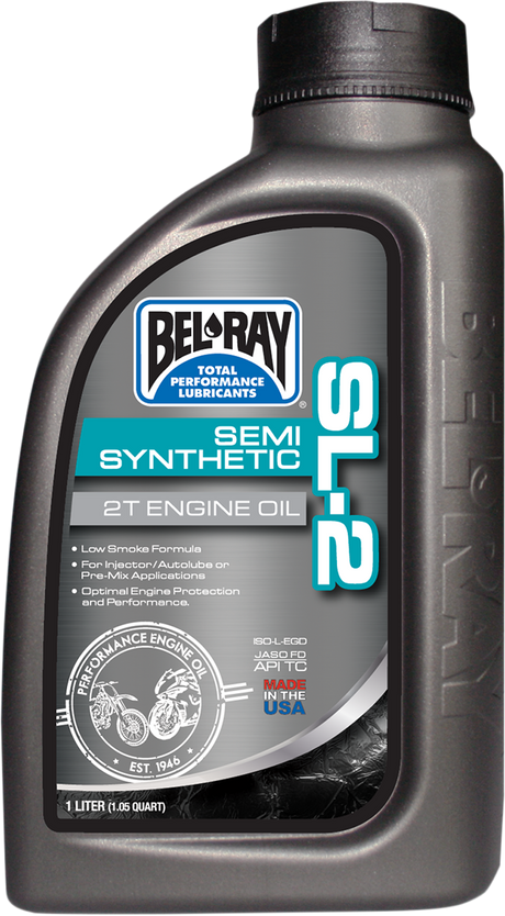 BEL-RAY SL-2 Semi-Synthetic 2T Oil - 1L for Polaris and Other 2-Stroke Engines (Part #99460-B1LW)