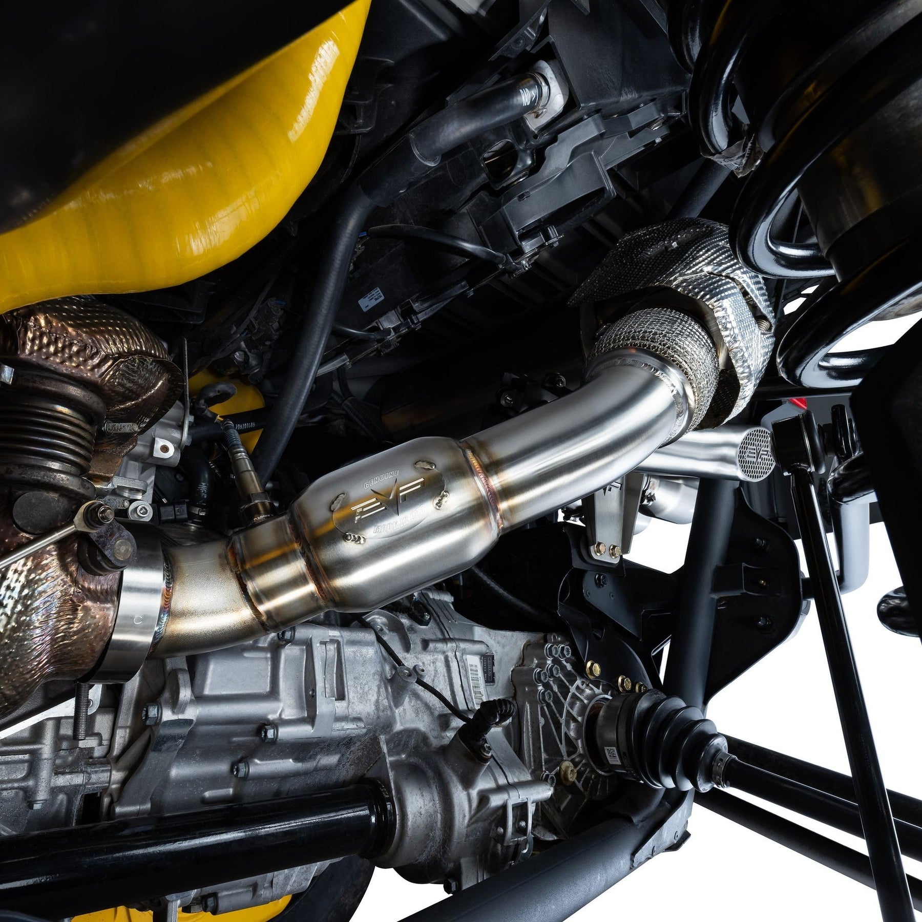 Can Am Maverick R Shocker Electric Side-Dump Down Pipe with Bullet Muffler | Evolution Powersports