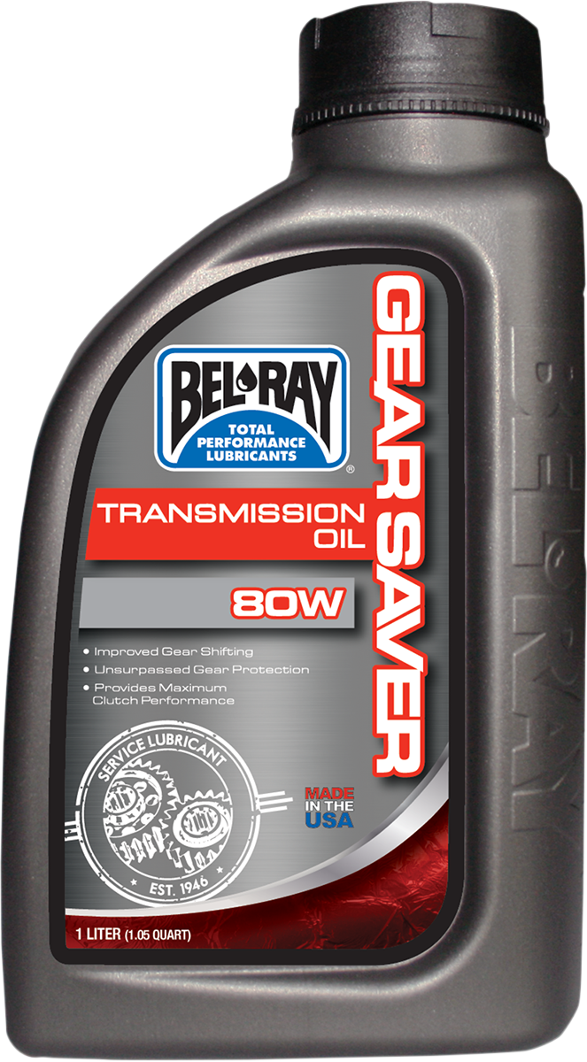 BEL-RAY Gear Saver Transmission Oil 80WT - 1 Quart for 2T/4T Motorcycles with Wet Clutch - Part 99250-B1LW
