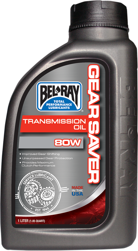 BEL-RAY Gear Saver Transmission Oil 80WT - 1 Quart for 2T/4T Motorcycles with Wet Clutch - Part 99250-B1LW