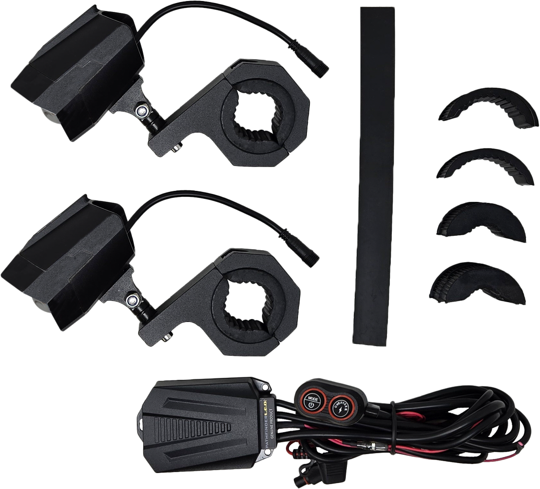 Pathfinder PL80LRB Dual Switchback LED Lights for Motorcycles, UTVs, and ATVs – 1.1" to 2" Bars