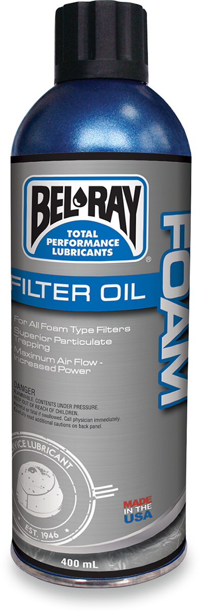 BEL-RAY Foam Filter Oil 99200-A400W for ATVs, Dirt Bikes, and Off-Road Vehicles - 400 ml Aerosol
