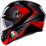 AGV K3 Helmet Striga Black/Gray/Red XL | Motorcycle Helmet with Pinlock® Lens and Ventilation System