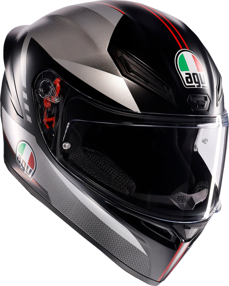 AGV K1 S Helmet - Lap - Matte Black/Gray/Red - XL | Motorcycle Helmet with Ventilation and Quick Release System