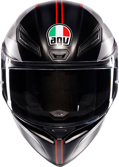 AGV K1 S Helmet - Lap - Matte Black/Gray/Red - XL | Motorcycle Helmet with Ventilation and Quick Release System
