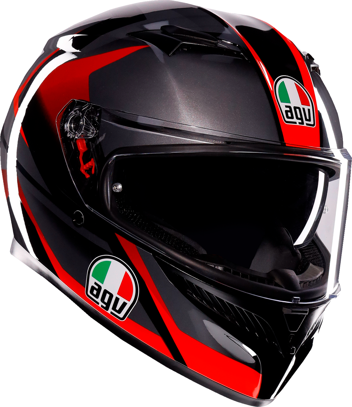 AGV K3 Helmet Striga Large - Black/Gray/Red | Motorcycle Helmet with Pinlock® Lens and Advanced Ventilation for Street and Touring