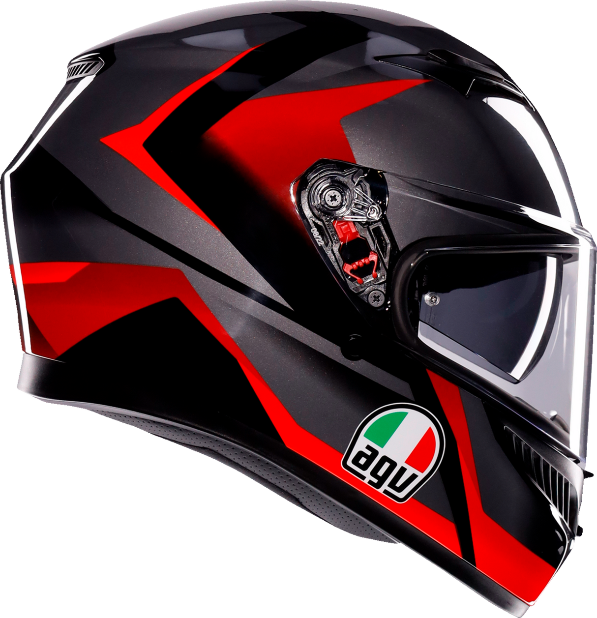 AGV K3 Helmet Striga Black/Gray/Red XL | Motorcycle Helmet with Pinlock® Lens and Ventilation System