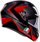 AGV K3 Helmet Striga Large - Black/Gray/Red | Motorcycle Helmet with Pinlock® Lens and Advanced Ventilation for Street and Touring