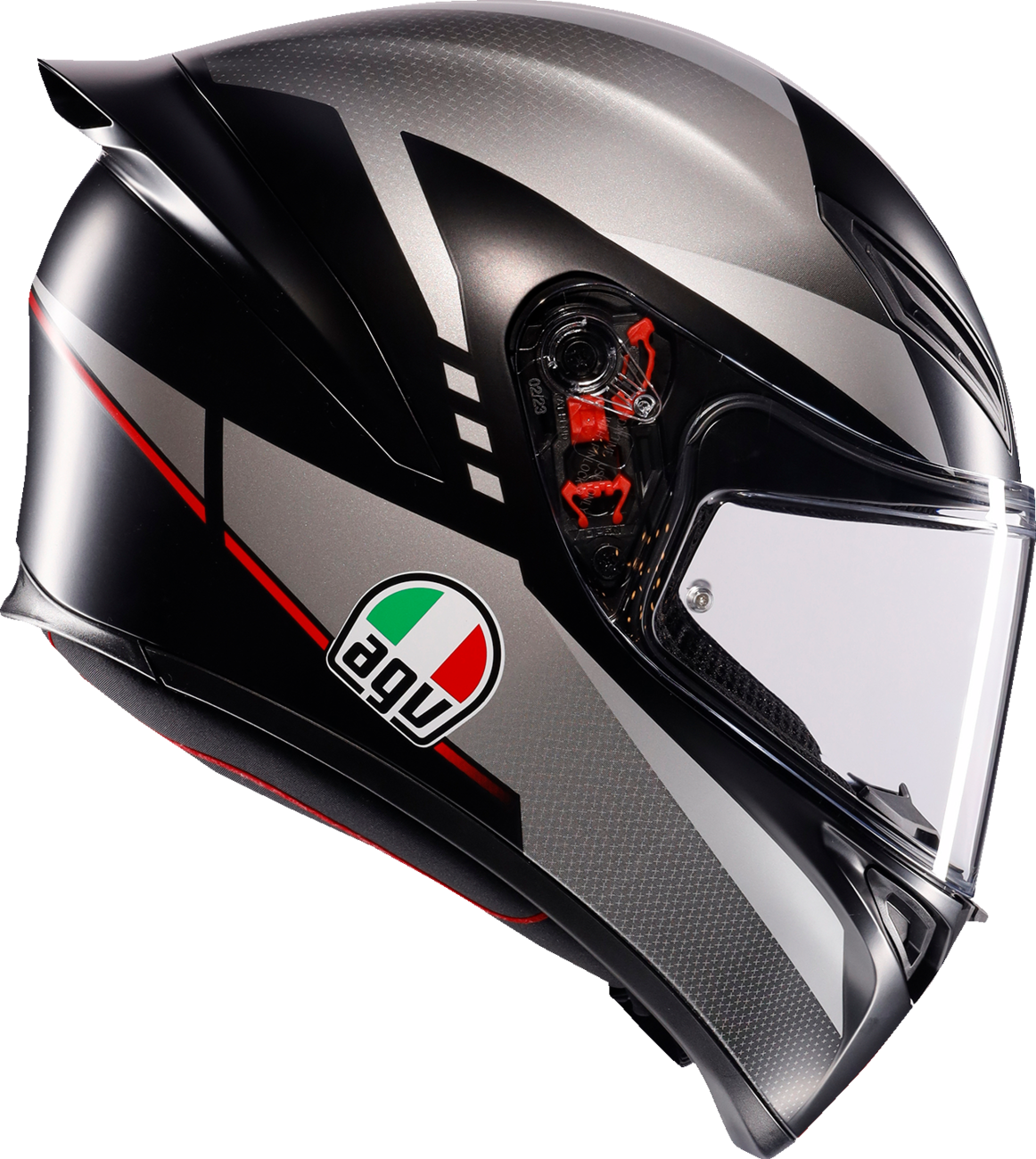 AGV K1 S Helmet - Lap - Matte Black/Gray/Red - XL | Motorcycle Helmet with Ventilation and Quick Release System