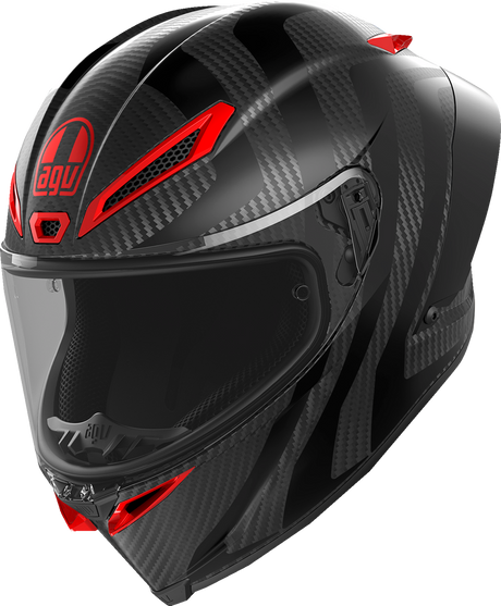 AGV Pista GP RR Intrepido Matte Carbon/Black/Red Motorcycle Helmet - XL (Part No. 2118356002-019-XL) for Sportbike and Track Vehicles