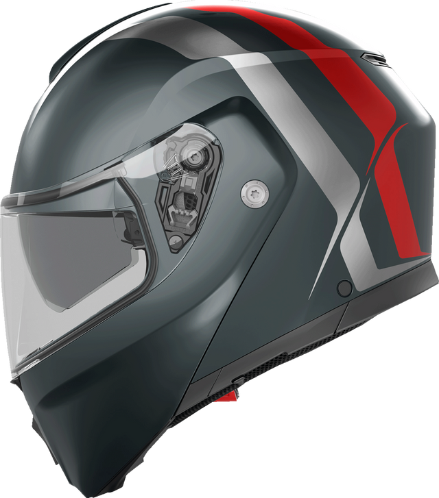 AGV Streetmodular Helmet Resia - Matte Gray/Silver/Red for Large Motorcycles with Pinlock® 70 MaxVision™ Visor and Ventilation System