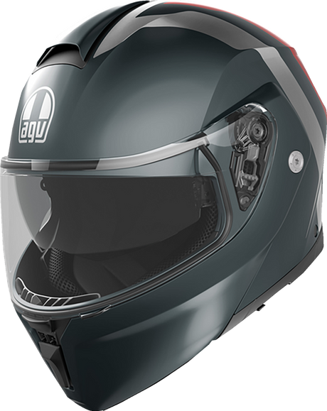 AGV Streetmodular Helmet Resia - Matte Gray/Silver/Red for Large Motorcycles with Pinlock® 70 MaxVision™ Visor and Ventilation System