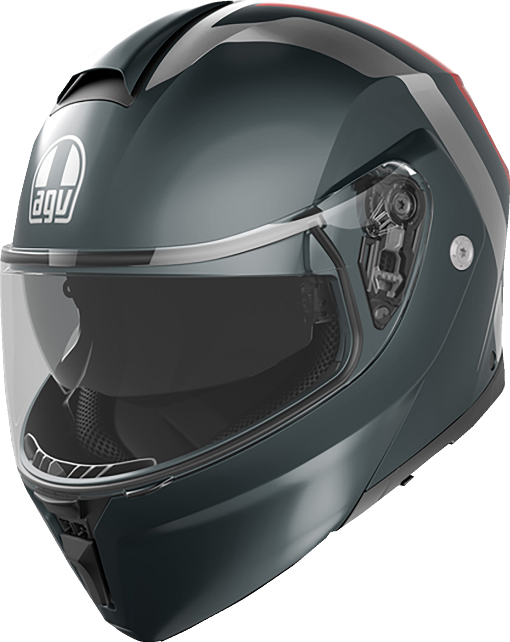 AGV Streetmodular Helmet Resia 2XL Matte Gray/Silver/Red for Motorcycle Touring and Commuting