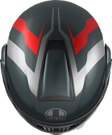 AGV Streetmodular Helmet Resia - Matte Gray/Silver/Red for Large Motorcycles with Pinlock® 70 MaxVision™ Visor and Ventilation System