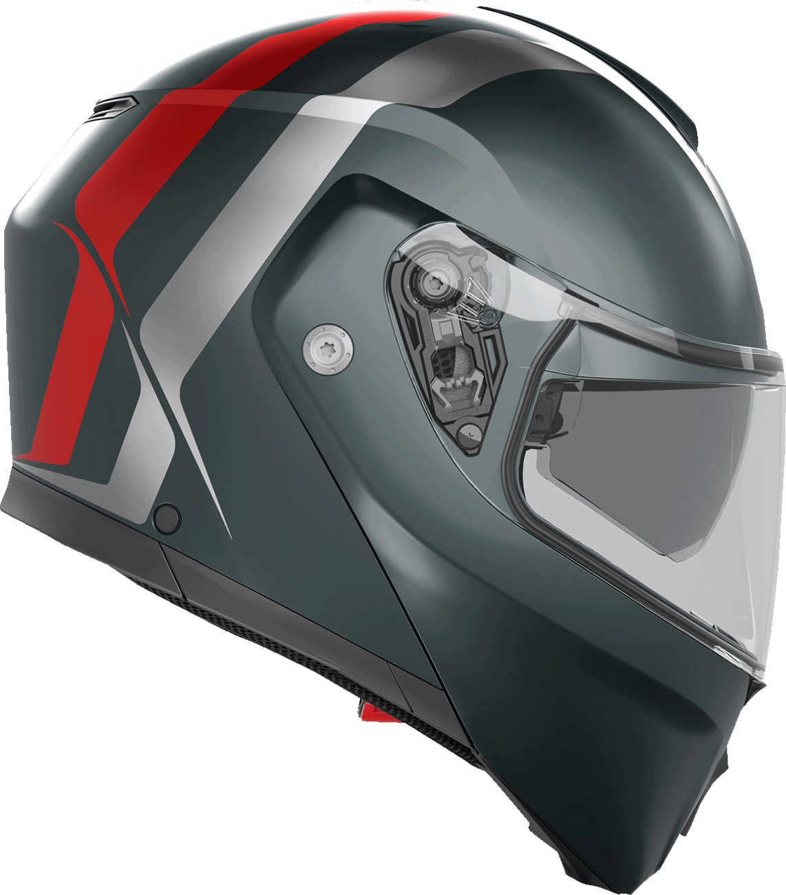 AGV Streetmodular Helmet Resia - Matte Gray/Silver/Red for Large Motorcycles with Pinlock® 70 MaxVision™ Visor and Ventilation System