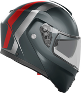 AGV Streetmodular Helmet Resia - Matte Gray/Silver/Red for Large Motorcycles with Pinlock® 70 MaxVision™ Visor and Ventilation System
