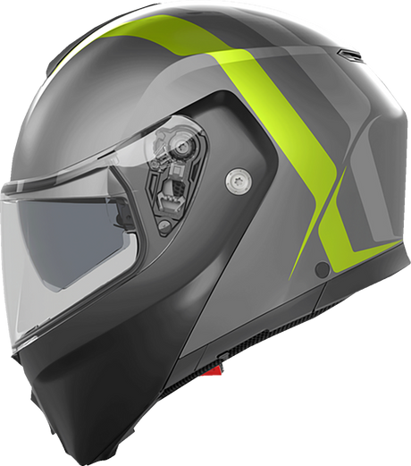 AGV Streetmodular Helmet Resia - Matte Gray/Black/Yellow Fluo for Motorcycle Touring and Commuting, Large