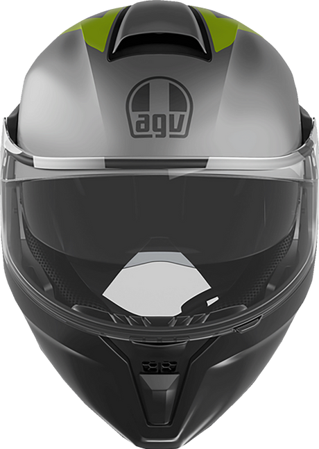 AGV Streetmodular Helmet Resia - Matte Gray/Black/Yellow Fluo for Motorcycle, Street, and Touring - Small (Part #2118296002007S)