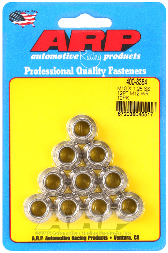 ARP M10 x 1.25 Stainless Steel 12-Point Nut Kit – Automotive Fit for Various Vehicles