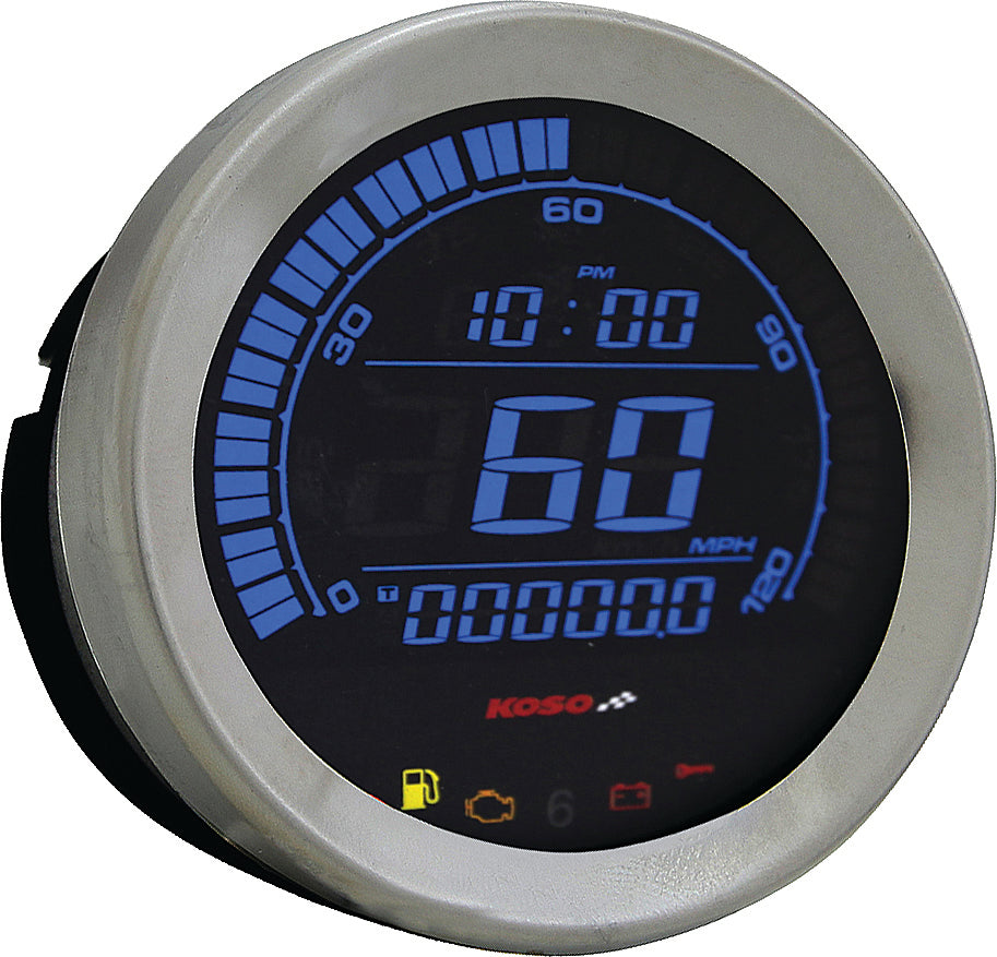 KOSO Digital Gauge Cluster with Silver Bezel for Harley-Davidson FLHTC and FLHTCU Models (2004-2013)