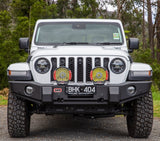 ARB Deluxe Winch Bumper for Jeep Wrangler YJ and TJ – Multi-Fit, Airbag Compatible with Tow Points and Fog Light Provisions