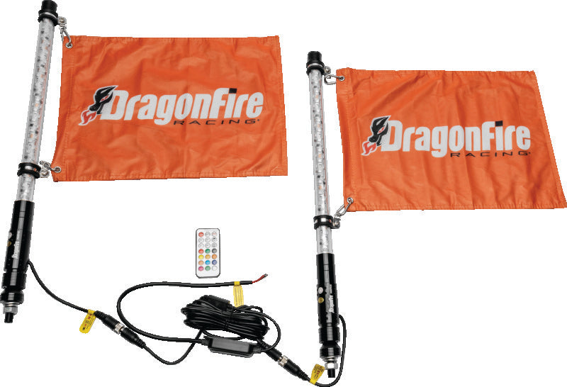 DragonFire Racing 2Ft Spiral LED Whip in Clear - Pair with Programmable Dance Patterns