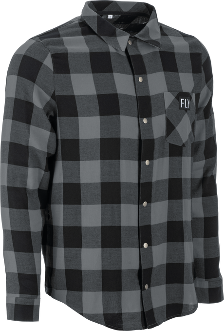 Fly Racing Tek Flannel Black/Grey Sm - Performance Flannel Shirt for Off-Road and Motorcycle Riding