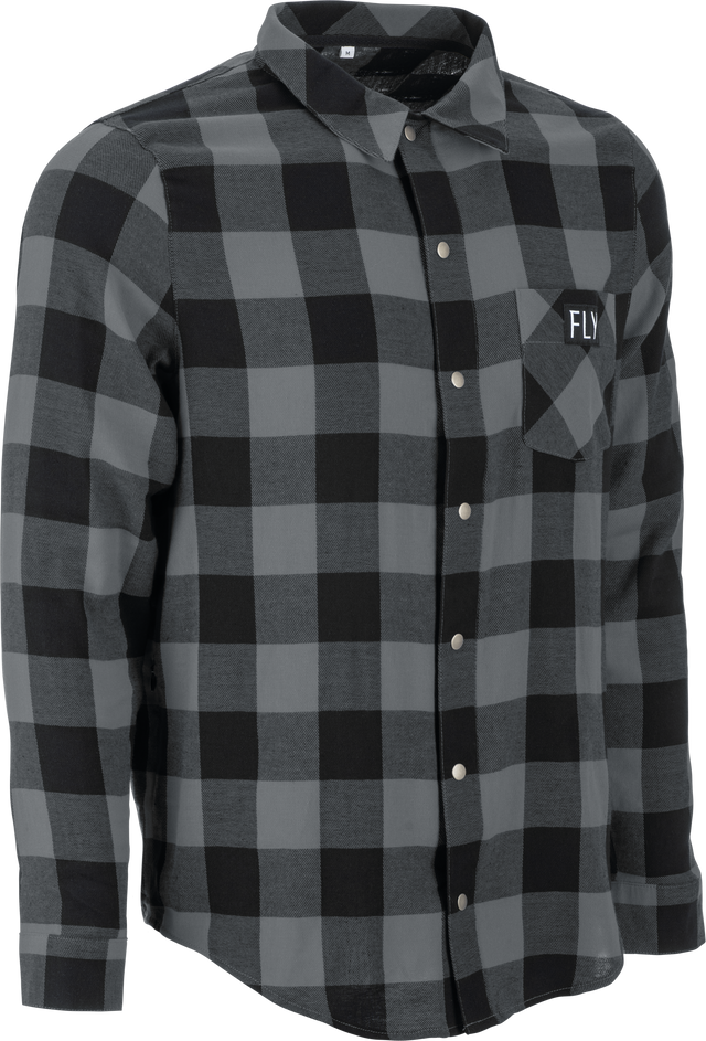 Fly Racing Tek Flannel Black/Grey Sm - Performance Flannel Shirt for Off-Road and Motorcycle Riding