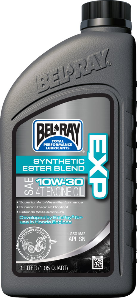 BEL-RAY EXP Synthetic Blend 4T Oil 10W-30 - 1 Liter for Motorcycle Engines