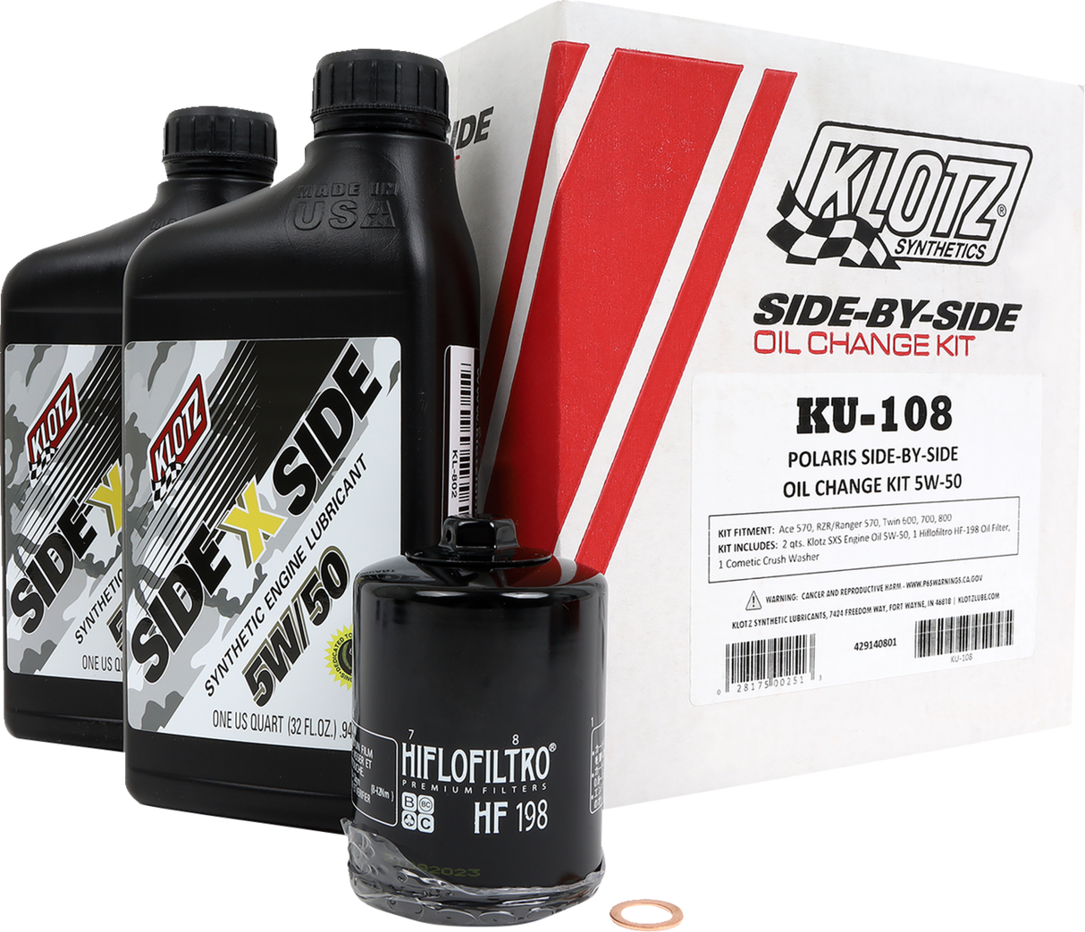 KLOTZ OIL Oil Change Kit - Polaris - 5W/50 KU-108