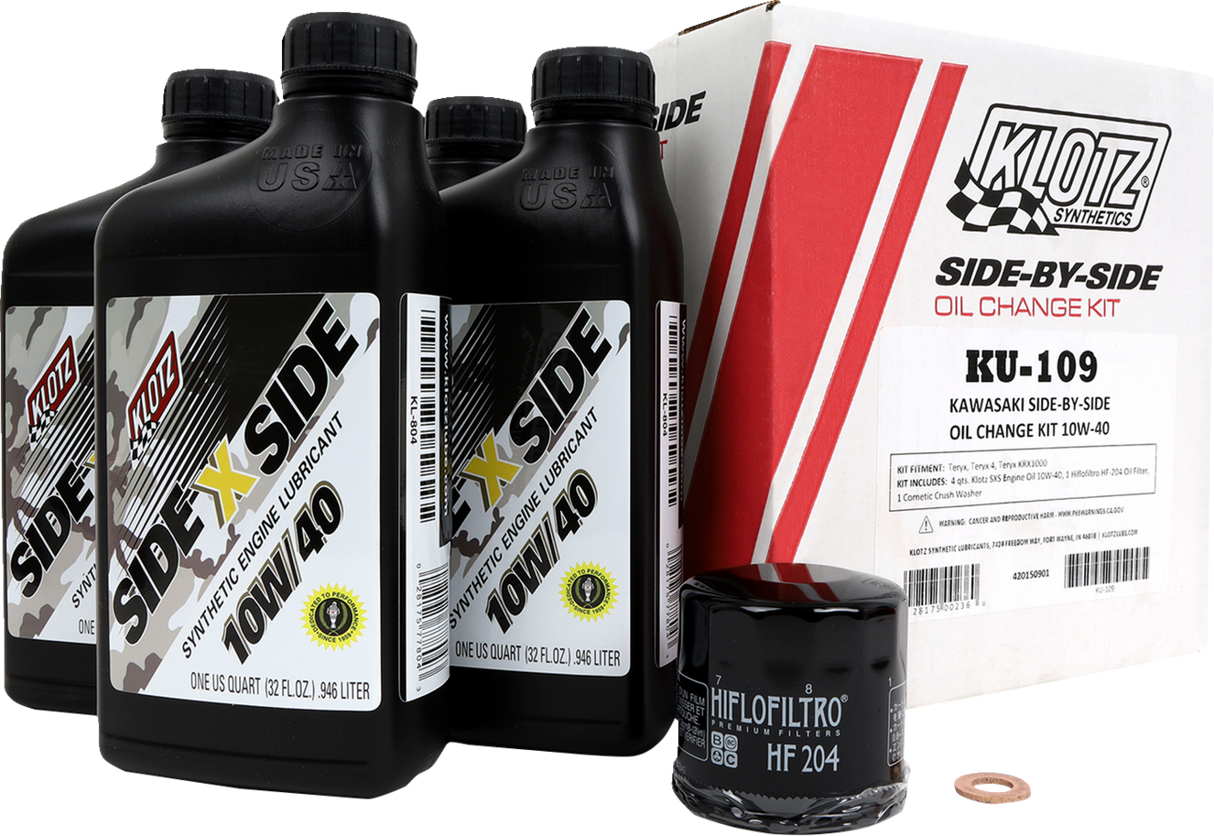 KLOTZ OIL Oil Change Kit - Kawasaki - 10W-40 KU-109