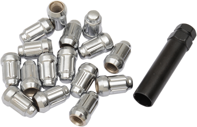 ITP Lug Nuts - 60° Tapered - Chrome - M12 x 1.25 - Splined with Key - 16 Pack ALUG21BX