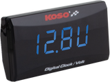KOSO Super Slim Clock and Volt Meter with Blue Display - Universal Fit for Cars and Motorcycles