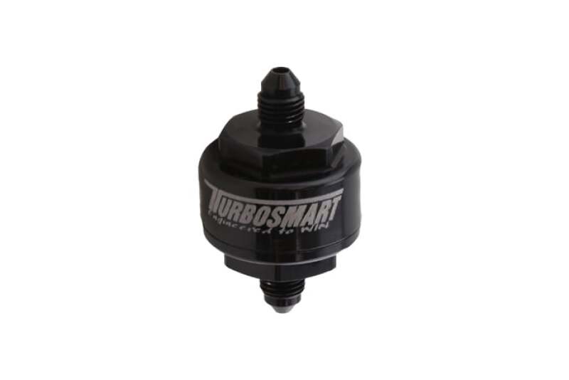 Turbosmart Billet Turbo Oil Feed Filter with 44-Micron Pleated Disc -4AN Male Inlet - Black