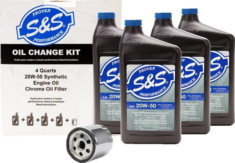 S&S CYCLE Oil Change Kit - Black Filter - '99-'17 Twin Cam - 4 US quarts 218943